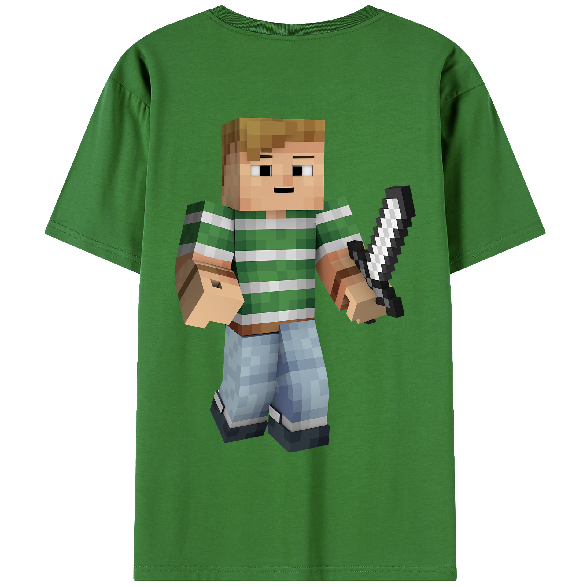 （画像用） マインクラフト ブロックの世界 Minecraft MC Block world レディース半袖Tシャツ(バックプリント)